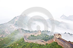 Great wall of China in fog