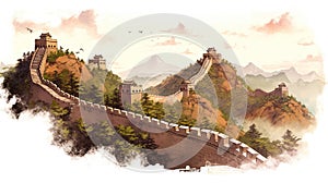 The Great Wall of China illustration - made with Generative AI tools