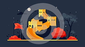 The great Wall of China - modern colored vector illustration