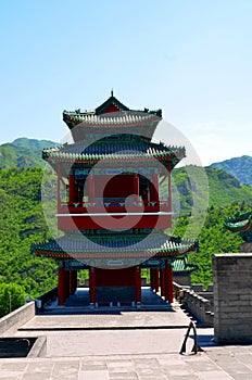 Great Wall of China and mountains