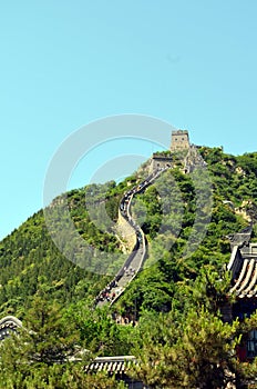 Great Wall of China and mountains