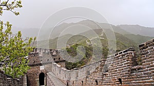 The Great Wall of China in summer. The Mutianyu area. China famous landmark.