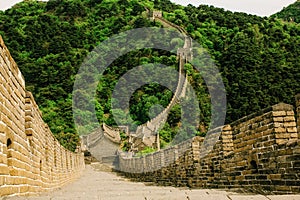 Great Wall of China in Summer. Mutianyu section near Beijing