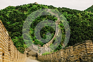 Great Wall of China in Summer. Mutianyu section near Beijing