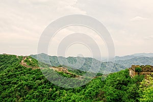 Great Wall of China in Summer. Mutianyu section near Beijing