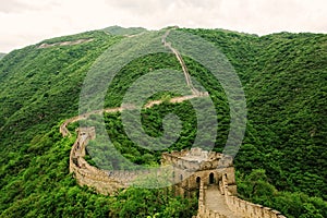 Great Wall of China in Summer. Mutianyu section near Beijing