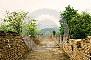 Great Wall of China in Summer. Mutianyu section near Beijing