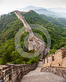 Great Wall of China and surrounding mountains