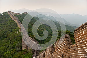 Great Wall of China on a misty, summer day