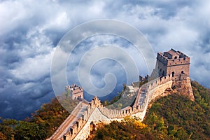 Great Wall of China Travel, Stormy Sky Clouds
