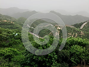 The great Wall of China, view at one of the Seven Wonders of the World