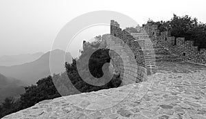 The Great Wall at longquanyu valley, black and white image