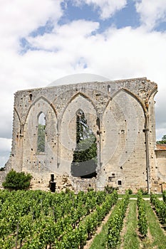 The great wall and ruins of an ancient dominican convent in Saint Emilion