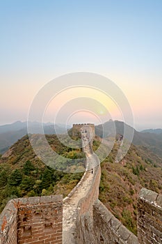 The great wall with sunrise background