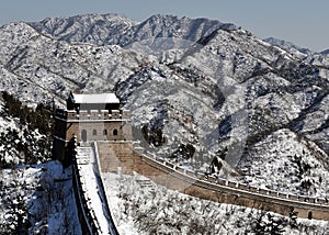 The Great Wall in winter white snow