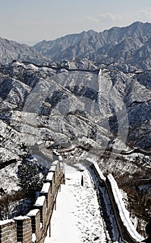 The Great Wall in winter white snow