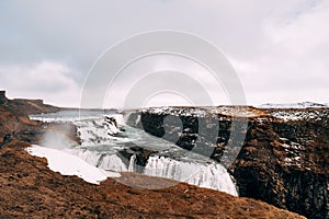 The Great Waterfall Gullfoss in southern Iceland, on the golden ring.