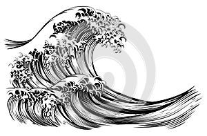 Great Wave Japanese Style Engraving