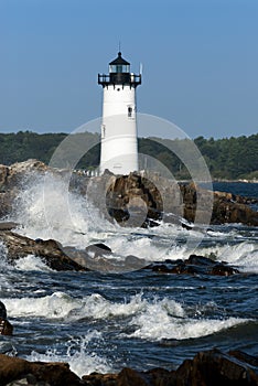 Great Waves Breaking by Portsmouth Harbor Lighthouse in New Hampshire
