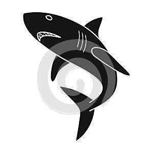 Great white shark icon in black style isolated on white background. Surfing symbol