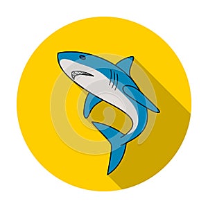 Great white shark icon in flat style isolated on white background. Surfing symbol stock vector illustration.