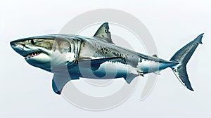 A great white shark isolated on a white background