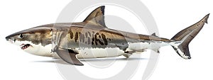 A great white shark isolated on a white background