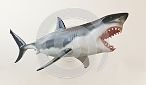 A Great White Shark Model Against White