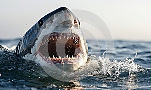 Great White Shark Attack - Close-up Jaws Open