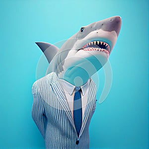 Great white shark portrait fashion shoot