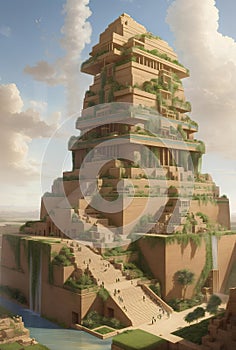 A great Ziggurats with Hanging gardens of Babylon photo