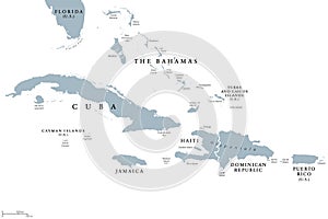 Greater Antilles political map photo