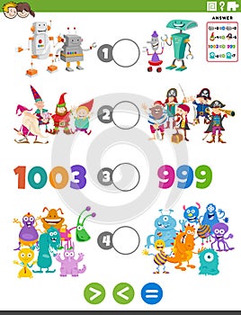 greater less or equal math cartoon game for children photo