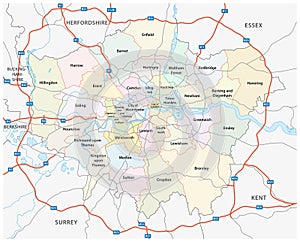 Greater london road and administrative map