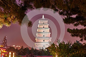 The Greater Wild Goose Pagoda at night