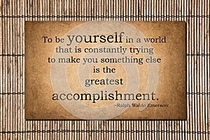 The greatest accomplishment - Emerson quote photo