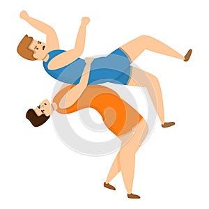 Greco-roman wrestling method icon, cartoon style