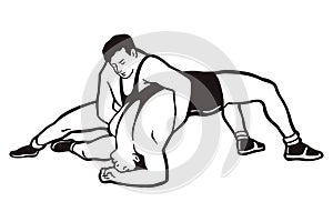 Greco-Roman wrestling - vector illustration - Out line