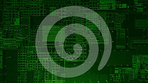 Greeble Green Machine DataAbstract Pattern Background 3D Illustration