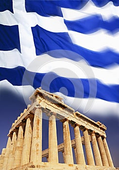 Greece - Acropolis - Athens - Flag photo