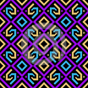 Greece ancient style ornamental geometric vector seamless pattern with rhombus. Beautiful greek key meanders arabesque background