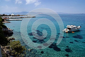 Greece, Angistri.  Crystal clear blue water.