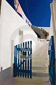 Greece, Antiparos island, stairway inside the old Venetian castle