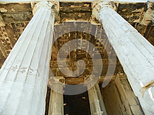 Greece, Athens, Acropolis, columns of the temple of Hephaestus