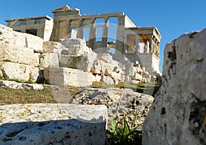 Greece, Athens, Acropolis, the temple of Erechteion, the view from below