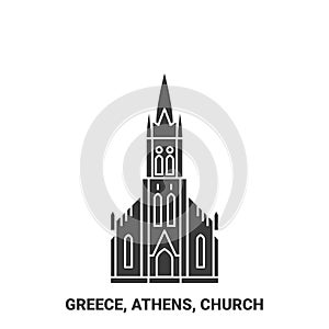 Greece, Athens, Church travel landmark vector illustration