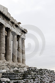 Greece. Athens. Marble pillars of the Acropolis