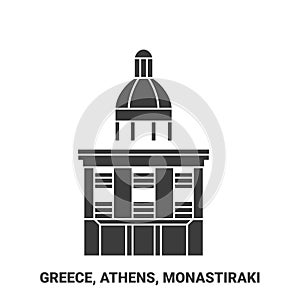 Greece, Athens, Monastiraki travel landmark vector illustration