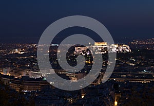 Greece Athens night acropolis