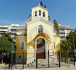 Greece, Athens, P. Tsaldari, Holy Church of the Holy Unmercenaries of the Foundling Hospital, entrance to the church photo